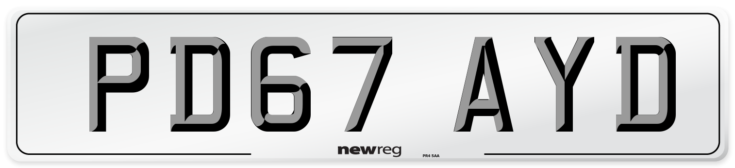 PD67 AYD Number Plate from New Reg